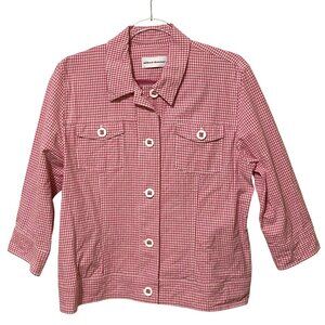Alfred Dunner Gingham Jacket Size 12 Pink Plaid Cowboy‎ Barbie Coastal Western